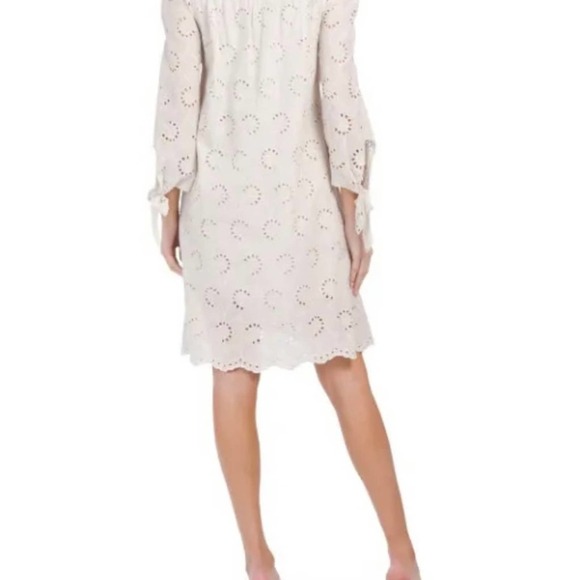 Valentina Naldi Beige Eyelet Off the Shoulder Dress - Size M - Picture 2 of 8